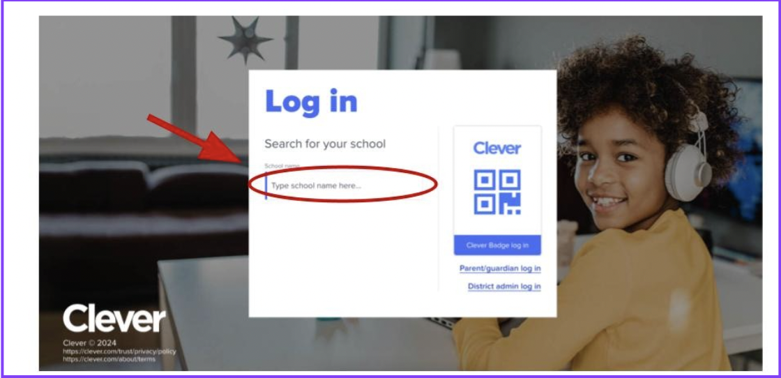 In the box labeled “Type school name here”, begin to type in the name of your student’s school. It will appear in a drop down